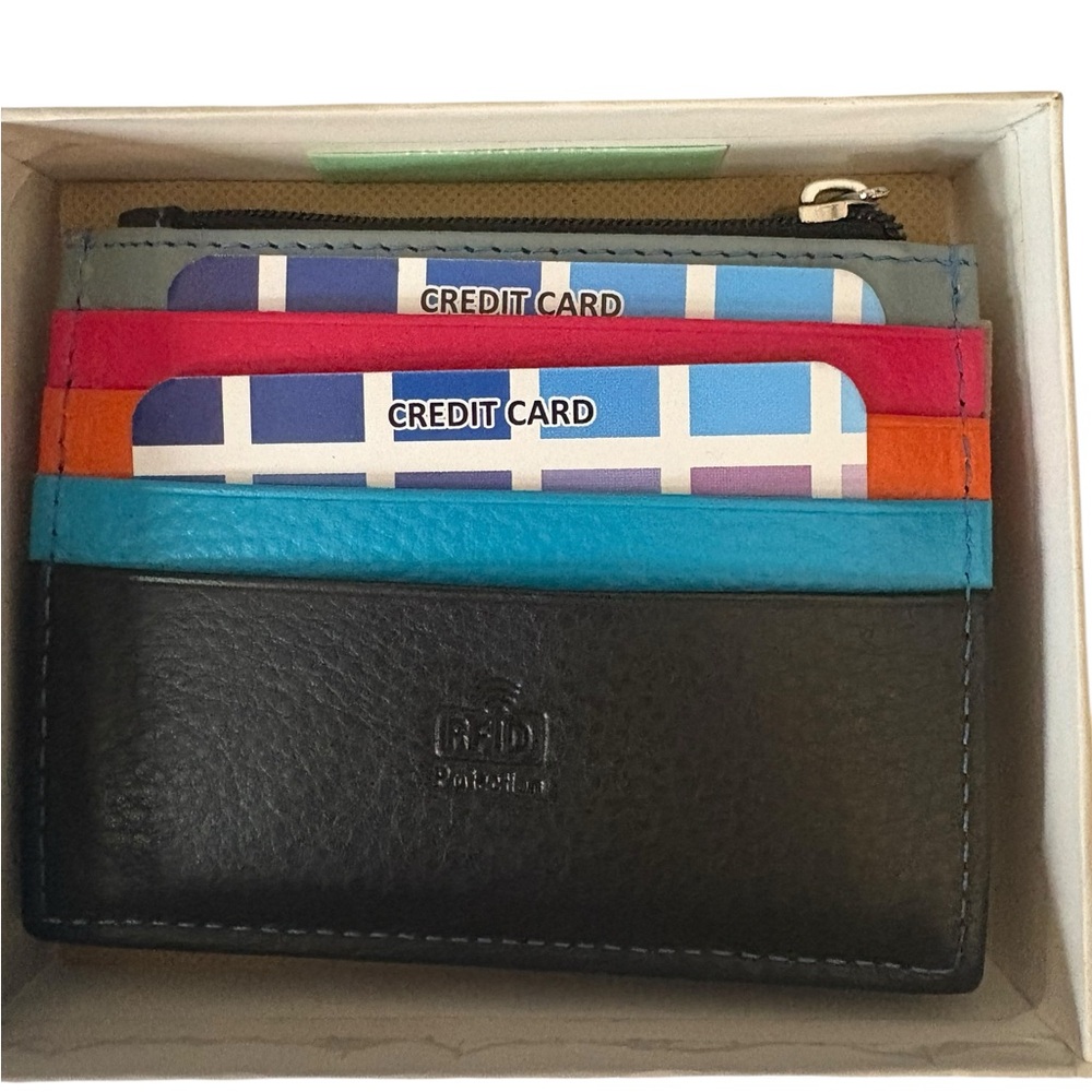 Vera Pelle Italian leather Multicolor Leather Card Holder NIB purchased in Italy - Picture 7 of 11